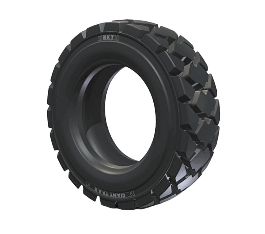 10-16.5 12PR BKT GIANT TRAX: Tire with wide, deep tread offering stability and puncture resistance.