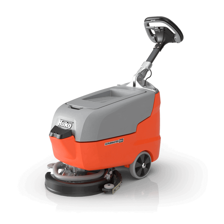 Hako Scrubmaster B25: Cleaning machine with ergonomic design and energy-saving mode.