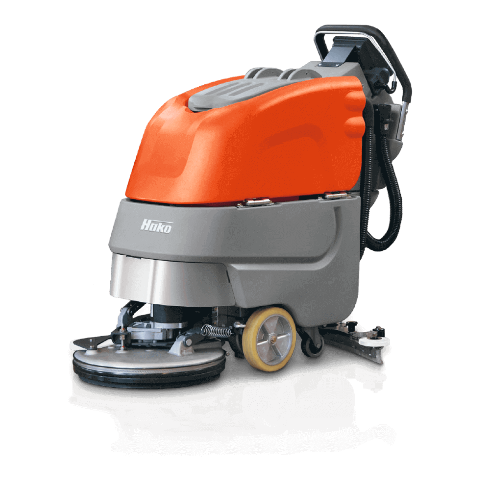 Hako Scrubmaster B45: Compact cleaning machine with high performance and antibacterial function.